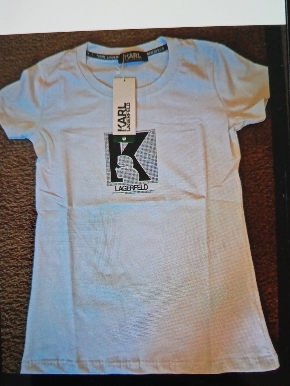 Karl Lagerfeld White Tshirt For Women with Monogram Graphic
